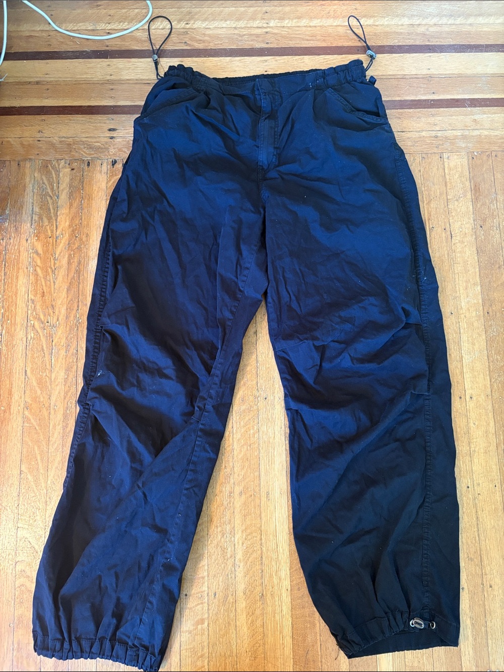 Bershka Black Cargo Drawstring Trousers